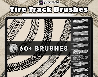 60 Procreate Tire Track Brush set, Tire Tracks Brushes, Tire Tread, Off Road, Motorcycle Tire Brush, Car Tire Tracks Brush, Instant Download