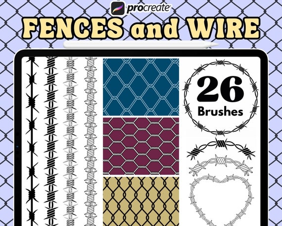 Fences & Barbed Wire procreate brush set , Procreate Chain Brushes , procreate stamp , tattoo brush set , procreate tattoo , digital tool