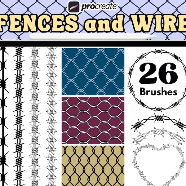 Fences & Barbed Wire procreate brush set , Procreate Chain Brushes , procreate stamp , tattoo brush set , procreate tattoo , digital tool