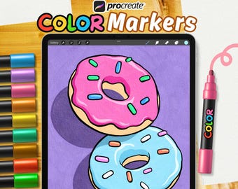 Verfmarkers voor Procreate-penselen, acrylmarkers, Procreate-verfpenselen, kleurenpaletten, verfpennen voor Procreate, textuurborstels