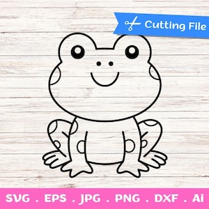 Outline Baby Frog SVG fichiers coupés pour Cricut et Silhouette - animaux de la forêt svg, Woodland Animals Svg, Split frog svg, kawaii frog clipart