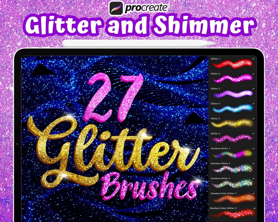 Glitter & Shimmer Procreate Brush Set, Procreate Glitter Texture ...