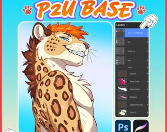 Feline Furry P2U Base PSD, Fursona Template, Anthro Feline YCH Base, Procreate & Photoshop, Furry Adopt, ych, oc Base, DIY Fursona Art