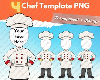 Faceless Cooking Chef PNG Template, Chef Clipart Instant Download, digital download, nursery decor, PNG Sublimation, girl birthday decor DIY