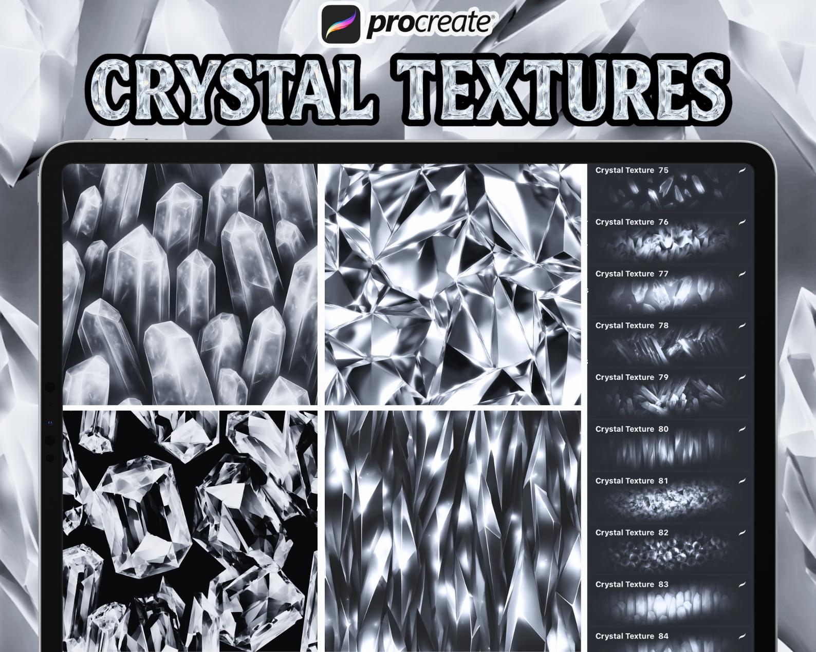 Seamless Crystal Shards Textures for Procreate – 100+ Shiny Crystal Brushes & Stamps, Pattern Pack Digital Download