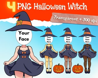 Faceless Halloween Witch PNG to Add your photo , digital download , PNG for Sublimation Printing Art , Halloween Clipart , Printable Artwork