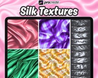 100 pincéis de textura de seda para Procreate, pincéis de tecido realistas para Procreate, padrões de seda, pincéis de textura têxtil, textura de tecido para Procreate