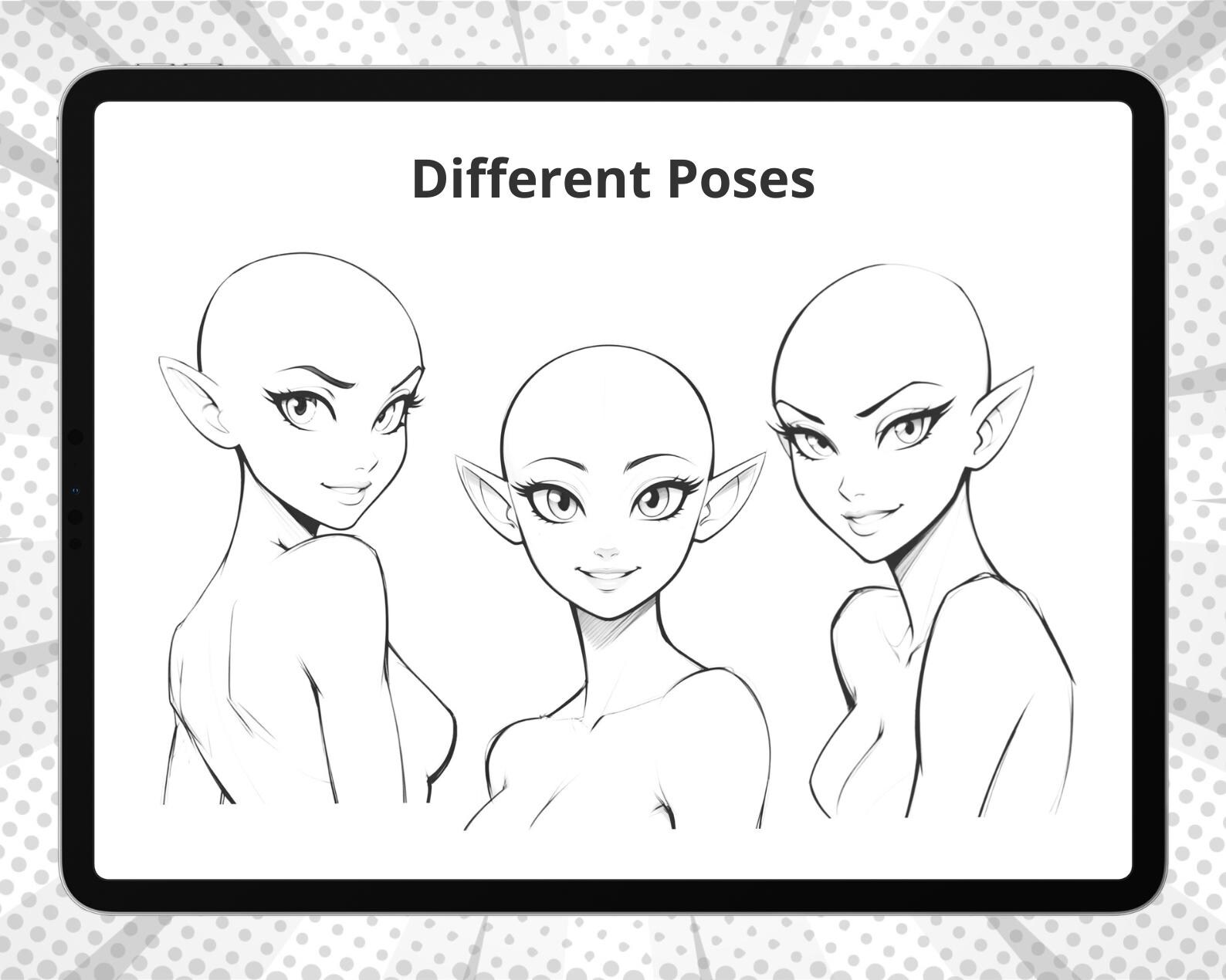 Elf Base Outline Female Elf Procreate Face Stamps, Procreate Head Base, Procreate ...