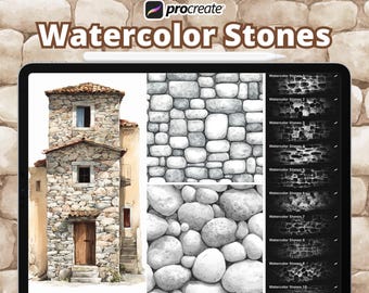 80+ Procreate Watercolor Stone Textures, Stone Texture Procreate, Watercolor Stone Brush, Procreate Stone Texture Brushes, Stone Brushes
