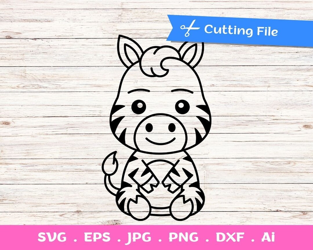 Outline Baby Zebra SVG Cut Files for Silhouette and Cricut, Zebra Cut