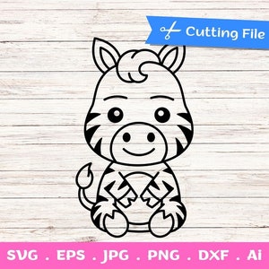 Décrire les fichiers coupés Baby Zebra SVG pour Silhouette et Cricut, Fichier coupé Zebra, Baby Shower, Zoo animal svg, Safari Animals Svg, Zebra clipart