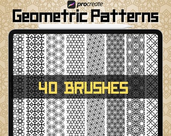 40 Seamless Geometric Pattern Brushes For Procreate , texture brushes , Procreate geometric stamps , Procreate geometric , Digital Download