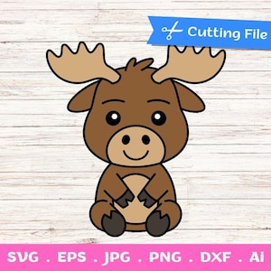 Layered Baby Moose SVG cut files for Cricut and Silhouette - Baby Forest Woodland Animal Clipart PNG, Woodland Animals Svg, Moose clipart