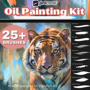 Realistic Oil Painting Procreate Brushes , Oil Painting Kit for Procreate , Oil Brushes , Abstract Oil BrushSet Procreate , Acrylic Impasto