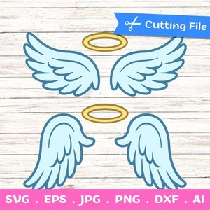 2 Layered Angel Wings and Halo SVG cut files for Cricut and Silhouette - Angel Wings Clip Art, memorial svg - Instant Digital Download