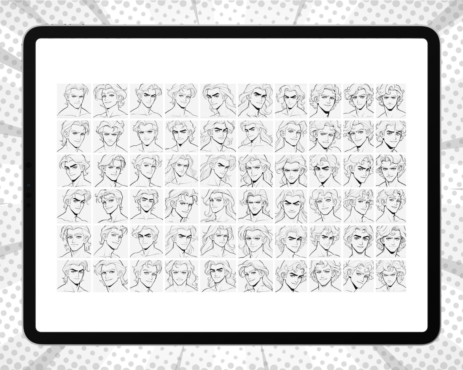 Handsome Men Procreate Face Stamps, Procreate Cartoon Face Stamps ...