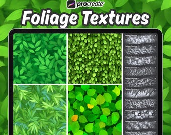 Foliage Texture Brushes for Procreate, Plant Leaf texture brushes, Seamless leaves Textures, Procreate Plants, Procreate manga environment