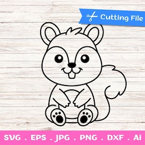 Assis écureuil SVG fichiers coupés pour Cricut et Silhouette - écureuil mignon SVG - bébé écureuil Svg - écureuil Clipart - animaux des bois SVG