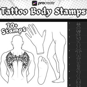 70+ Procreate Tattoo Body Parts Stamps , Male And Female , Procreate Tattoo Stamps , 2D Tattoo Body Templates , Procreate Stamp Human Models
