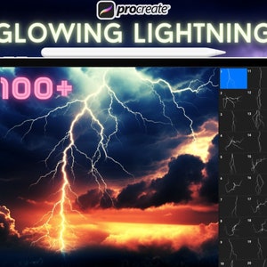 100+ Procreate Lightning Brushes, Lightning Brush Set, Thunderstorm brushset Procreate, Lightning Strike Stamps, Storm Brushes for Procreate