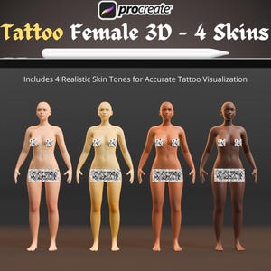 4K Procreate Female Body 3D models , Procreate Tattoo model , tattoo simulation , Procreate 3D Human Models, 3D man model for tattoo artists