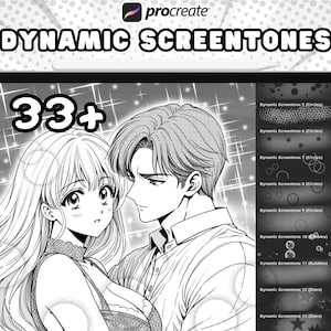 Pinceles de trama dinámica para manga, texturas de semitonos de Procreate, pinceles de cómic de semitonos, textura de piedra de pantalla, tramas de sombreado de semitonos