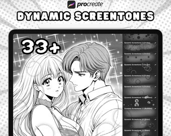 Pinceles de trama dinámica para manga, texturas de semitonos de Procreate, pinceles de cómic de semitonos, textura de piedra de pantalla, tramas de sombreado de semitonos