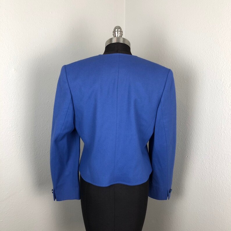EUC Vintage 1980/'s 1990/'s Womens Pendleton Blue Wool Wrap Style Cropped Blazer Jacket Size 10