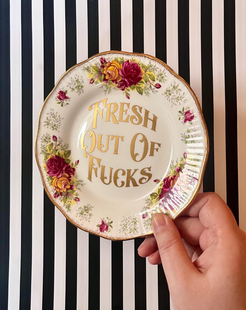 Rude Kitsch Plate: "Fresh Out Of Fucks" - Gold Vinyl Accent image 5