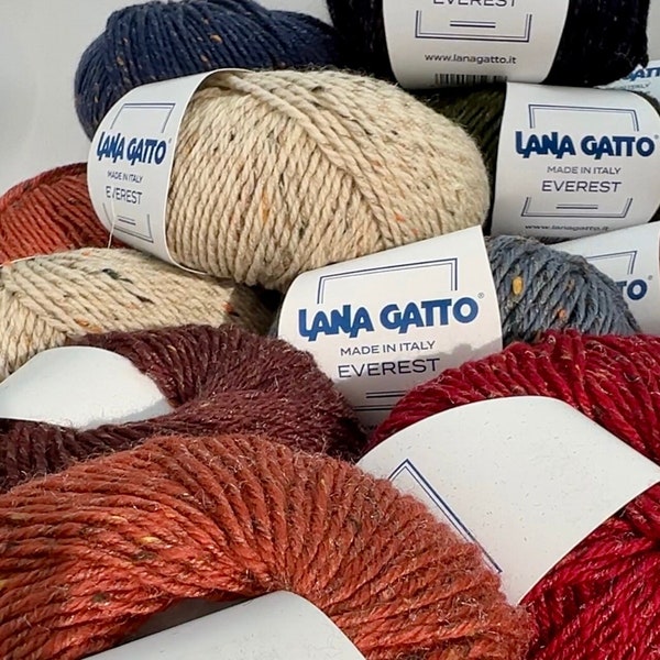 Tweed Garn Aran Wolle Merinowolle Viskose Garn EVEREST Lana Gatto Italienisches Garn 50g/100m