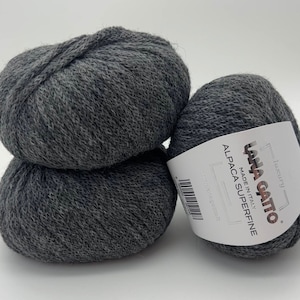 Cord Yarn, ALPACA SUPERFINE Yarn, Italian yarn, Chunky Yarn, Luxury Knitting Yarn, Gray Yarn, Fast Knitting, 50g/70m