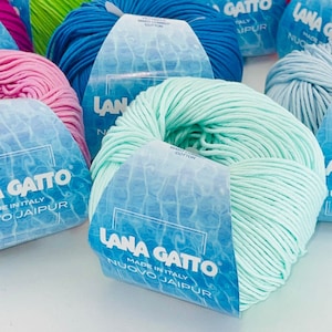 Cotton Yarn, NUOVO JAIPUR, Lana Gatto, 100% Makò Cotton Yarn, Italian Yarn, Tshirt yarn, Hand and Machine Knitting, 50g/100m