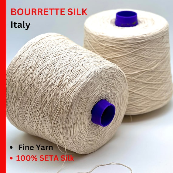 BOURETTE  Silk Yarn, 100% Seta Silk, Filati Buratti, Available on Cones and in Balls, Italian Premium Yarn, Weight 750m/100g