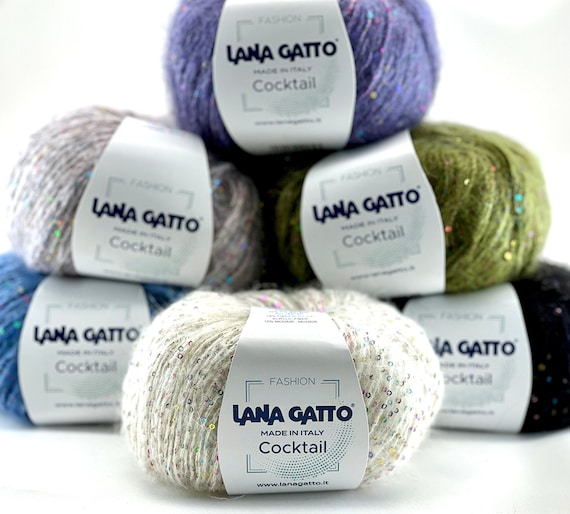 Paillettes Mohair Yarn, COCTAIL, Lana Gatto, Italian Yarn, SOFT Yarn, Fashion Collection Yarn, Sparkling Yarn, 50g/115m