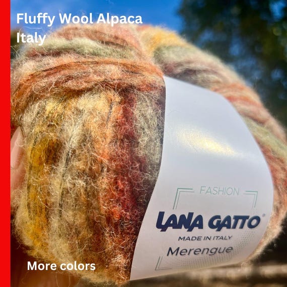 Gradient Fluffy Wool Alpaca Yarn, MERENGUE, Lana Gatto Winter 2025 Limited Fashion Collection Italy, Luxurious Blend, 50g/225m (246yrds)