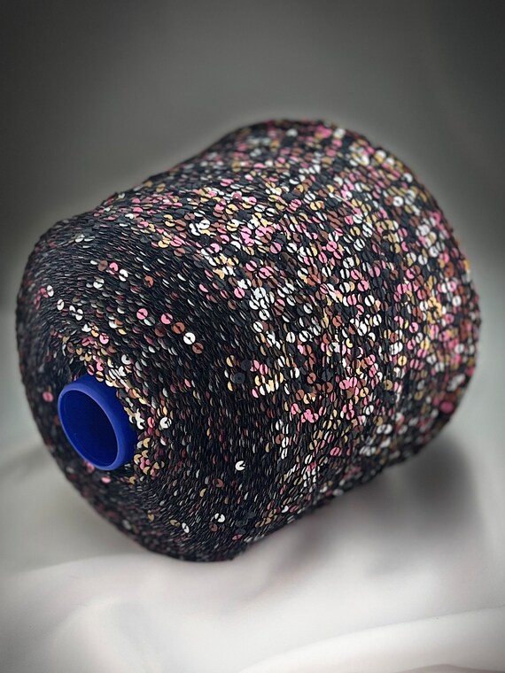 Paillettes Yarn, Multicolor Paillettes Yarn, Fashion Yarn, Carisio, Yarn on Cone, Italian Yarn, Hand Knitting, 4 mm Paillettes, 120m/100g