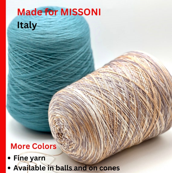 RARE FIND, Made for MISSONI,  100% Merino Yarn, Fine Weight, Available on Cone or in Balls, 900m/100g (984y/3.52oz)