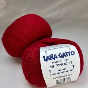 MERINOCOT, Merino Cotton Yarn, Lana Gatto, DK Yarn, Tshirt Yarn, Italian Yarn, Machine and Hand Knitting Yarn, 50g/125m (137y)