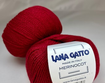 MERINOCOT, Merino Cotton Yarn, Lana Gatto, DK Yarn, Tshirt Yarn, Italian Yarn, Machine and Hand Knitting Yarn, 50g/125m (137y)