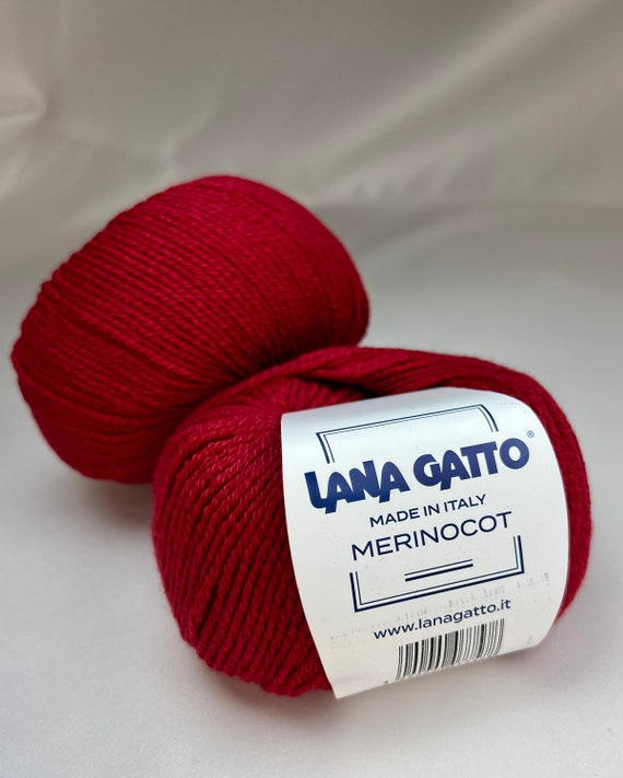 MERINOCOT, Merino Cotton Yarn, Lana Gatto, DK Yarn, Tshirt Yarn, Italian Yarn, Machine and Hand Knitting Yarn, 50g/125m (137y)