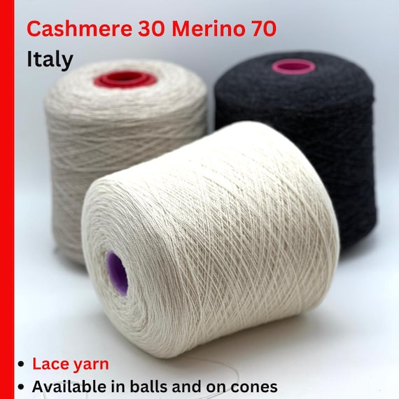 Cashmere 30 Merino 70 Yarn, SIBERIA, Luxury Collection by RiGo, Premium Italian Yarn, Available in Balls and on Cones, 100g/1000m (1094y)