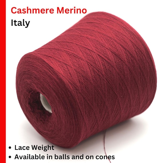 Cashmere Merino Yarn, TREBISONDA, Luxury Selection by RiGo, Available in Balls and on Cones, Lace Weight, 1500m/100g (1640y)