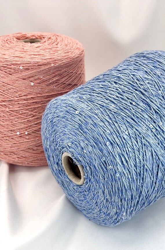 PAILLETTES Bourette Silk Yarn, Sparkling Yarn, Tshirt Yarn, SETA Bourette Yarn, Yarn on Cone, Italian Yarn, 100g/300m