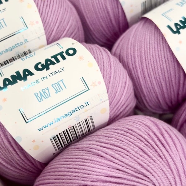 BABY Soft Yarn, Tshirt Yarn, 100% Merino, Lana Gatto, Italian Yarn, Crochet Yarn, Aloe Vera Yarn, Summer Yarn, Hypoallergic Yarn, 50g/170m