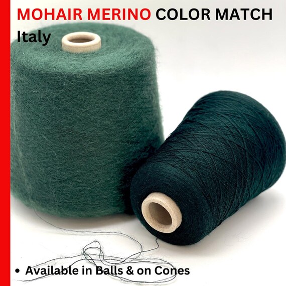 AURORA Mohair and Merino Yarn, Premium Italian Yarn in Matching Color Mix, Available on Cones or in Balls, Ideal for Lace Knitting