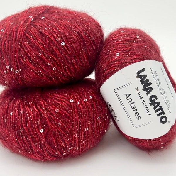 Paillettes Alpaca Knitting Yarn, Limited Edition Collection Yarn, SOFT Yarn, Sparkling Yarn, Lurex Yarn, Lana Gatto, Italian yarn, 50g/180m