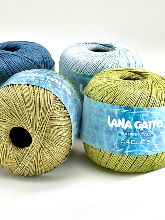 Cotton Yarn, 100% Egyptian Makò Cotton, CABLE 5, Lana Gatto, Italian Yarn, Sustainable Yarn, Machine and Hand Knitting, 50g/175m