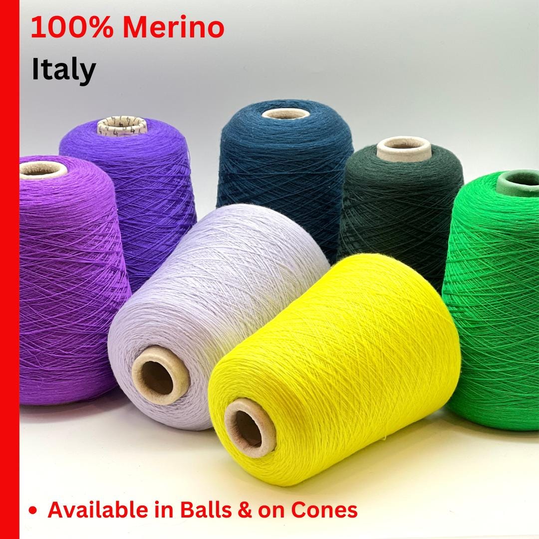 Merino Yarn, NEW ROYAL, Premium Italian Yarn, Available in Balls and on Cones, Lace Weight,  In 2 STRANDS, 1500m/100g (1640y)