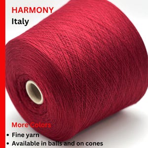 Merino Wool Yarn, HARMONY, Lana Gatto, Luxurious Italian Yarn, Available in Balls and on Cone, 1500m/100g (1640y)