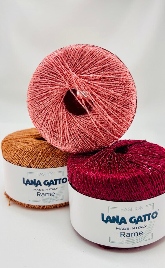PAILLETTES Sequin Sparkling Knitting Italian Yarn MICRO Paillettes Yarn Fashion RAME Lana Gatto Great for Hand Knitting 25g/112m (123 yrds)